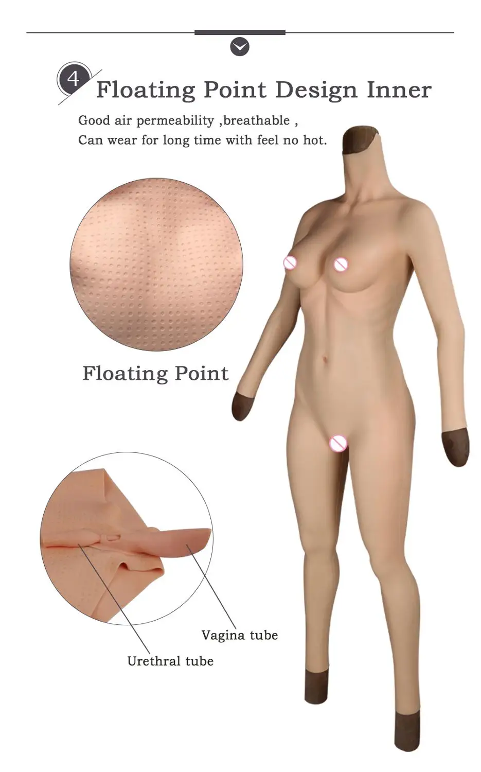 Dokier Realistic No -oil Silicone Bodysuit Crossdresser Fake Boobs Drag Queen Fake Vagina for Transgender Shemale Breast Forms