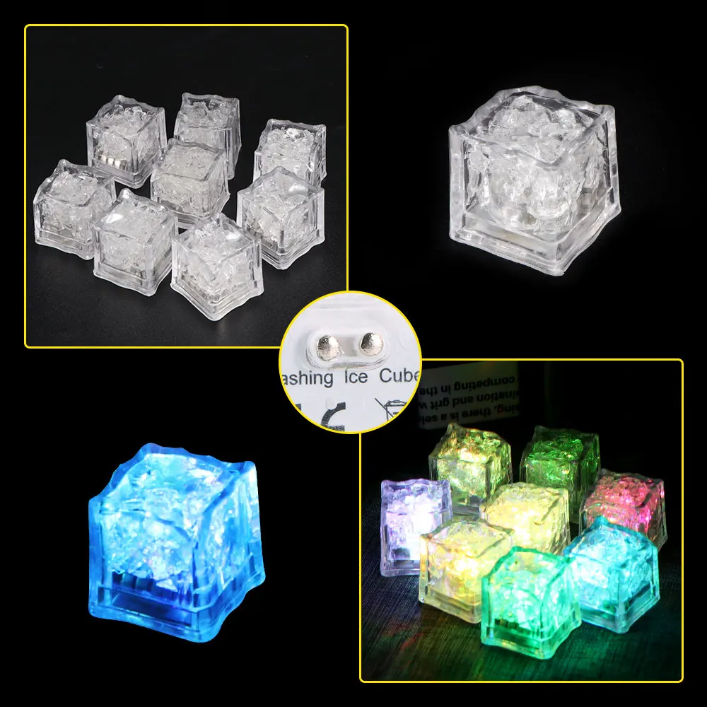 DIY Colorful Flash LED Ice Cubes Touch Sensitive Lights Festival Wedding Party Xmas Decor LED Night Glowing Light Drinking 1PC