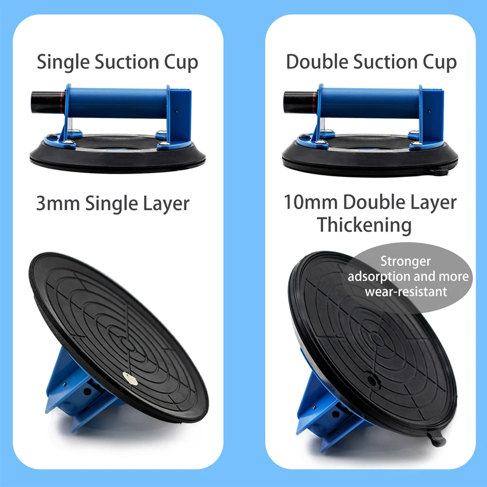 8 "ดูดสูญญากาศถ้วย Heavy Duty Vacuum Lifter คู่ชั้น Suckers สำหรับแก้ว & หินแกรนิตเปลี่ยน260lbs