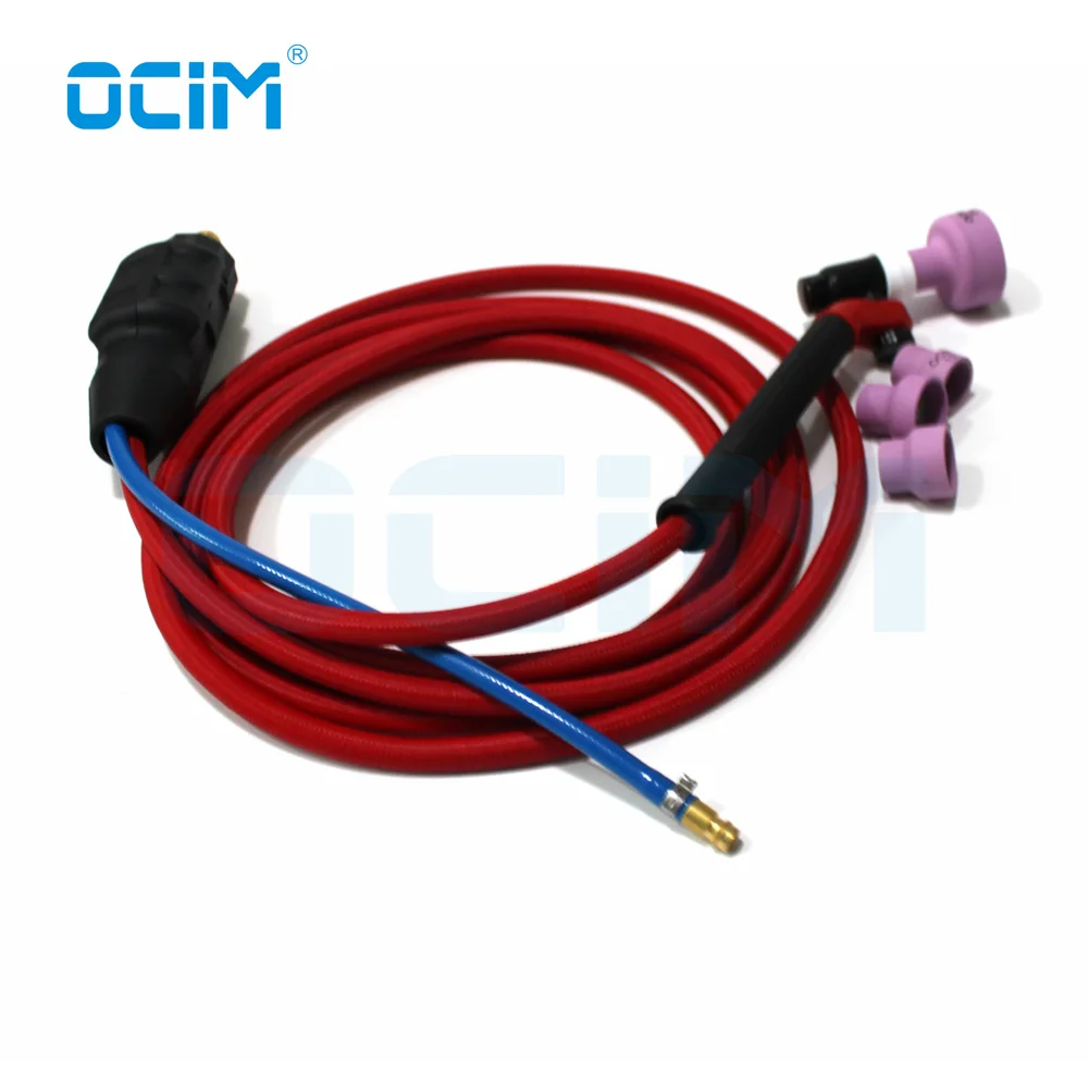 NR17 4M Red Super Soft Hose Braided Air-Cooled Complete TIG Welding Torch 35-70 Connector