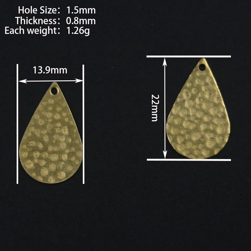 النحاس 13.9*22 مللي متر ثقب واحد تنقش قطرة الماء يستخدم لصنع قلادة قلادة سوار ذاتي الصنع القرط اكسسوارات