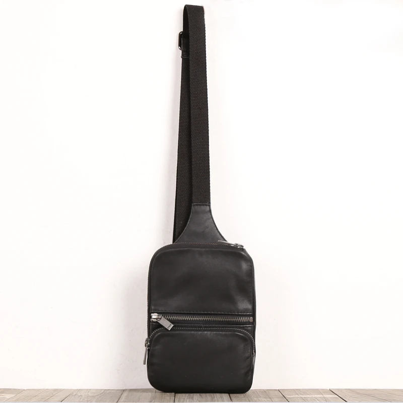 Mini bolsa de almacenamiento de cuero de vaca para hombre, bolso de pecho hecho a mano, de alta gama, informal, 100%