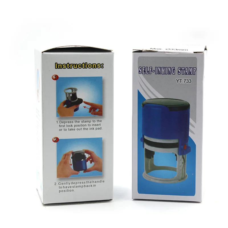 Custom Logo Double Round Border Stamp 3 Lines of Text Self-Inking Stamper - Rubber Personalized for Card Making