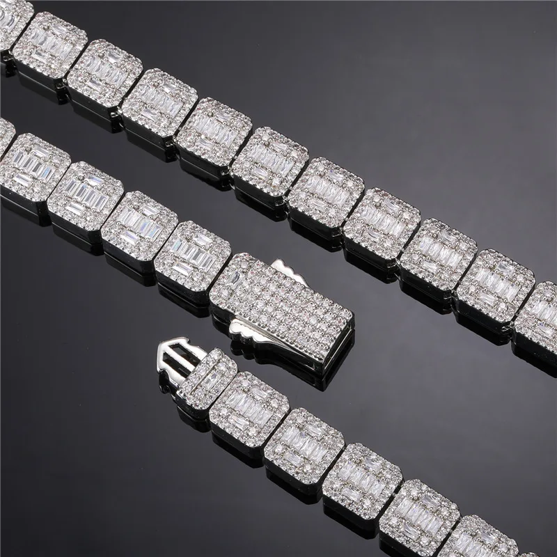 HIP Hop Claw Set 5A CZ Stone Bling Iced Out 10mm Tennis Link Chain Necklace for Men Rapper Jewelry Gift