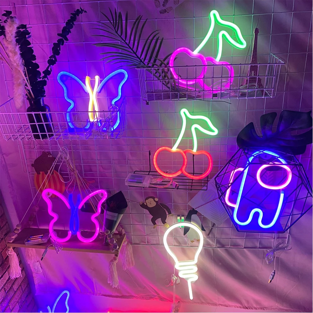 Led Neon Night Sign Updated Flexible Neon Light Signs Wall USB Operated Butterfly Lamp Neon Lights for Room Bedroom Decor