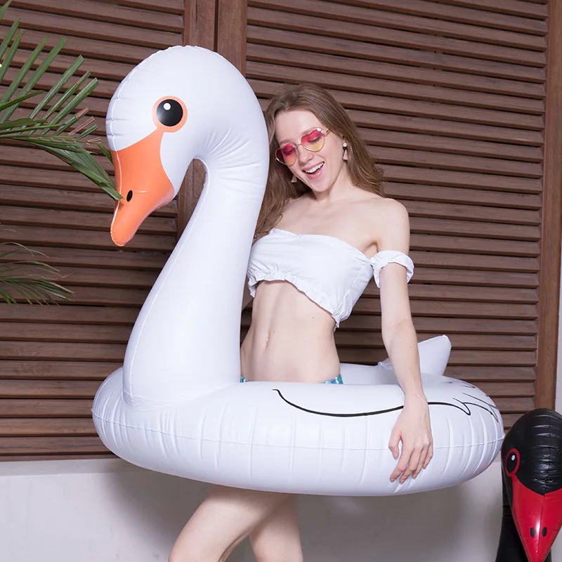 120cm White/ Black Swan Inflatable Pool Float Swimming Ring For Adult Pool Party Toys Swan Ride-On Air Mattress Boia Piscina