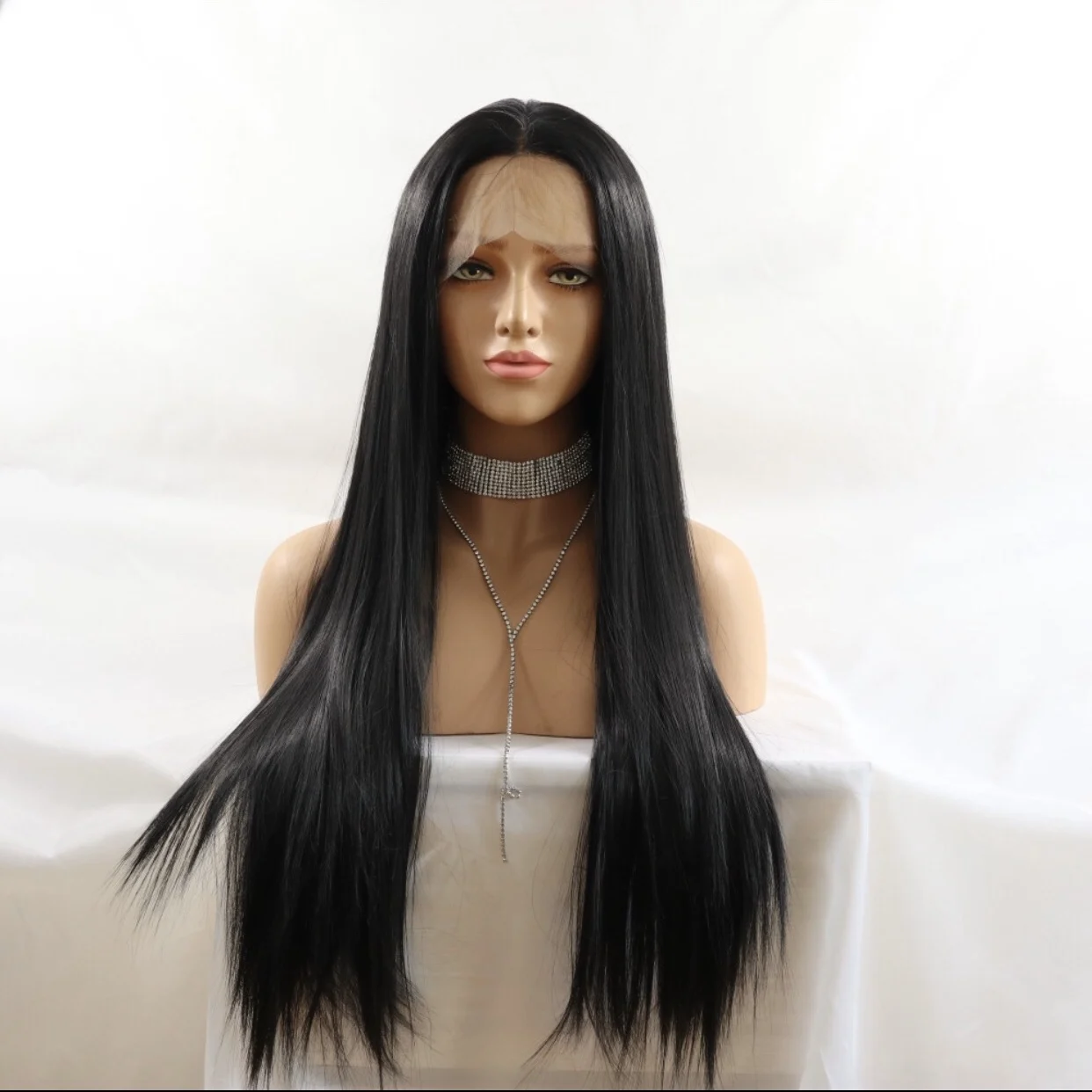 Svipwig Zwarte Lange Rechte Gladde Pruik Voor Vrouwen Natuurlijke Haarlijn Synthetische Lace Front Pruiken Soft Cosplay Pruiken