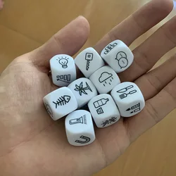 9 pcs Dice Telling Story with Bag Story Dice Game Family/Parents/Party Funny Imagine Magic Toys