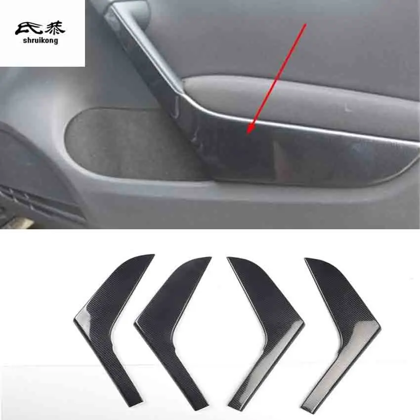 

4PCS/Lot Car Stickers ABS Carbon Fiber Grain Interior Door Armrest Decoration Cover for 2009-2013 Volkswagen VW Golf 6 MK6