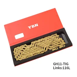 YBN X10SL MTB Road 10 Speed Bike Chain 10S 20S 30S SLR Bicycle Chain Hollow Golden Gold Chain for Shimano SRAM 116L/chain bike