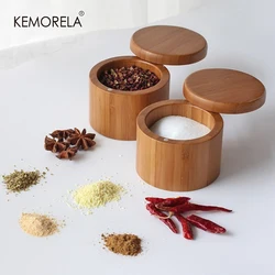 Spice Box Bamboo Spice Shaker Jar Sugar Salt Pepper Herb Toothpick Storage Bottle BBQ Box With Lid For Kitchen Accessories Tool