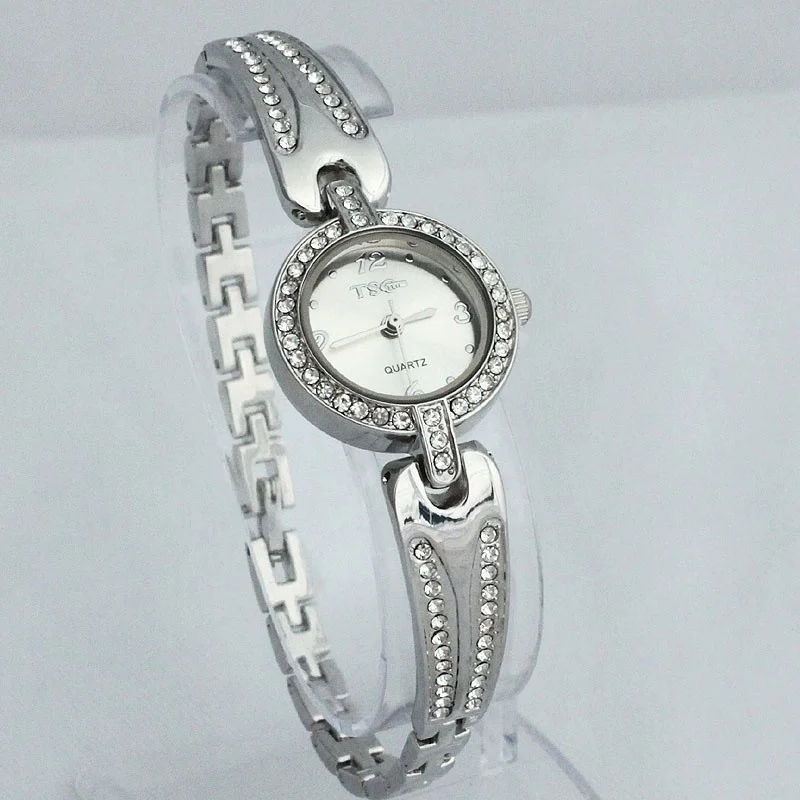 10pcs Fashion Lady Women Girl Watch Stainless Steel Band Luxury Dress Wristwatch 2 Colors Available