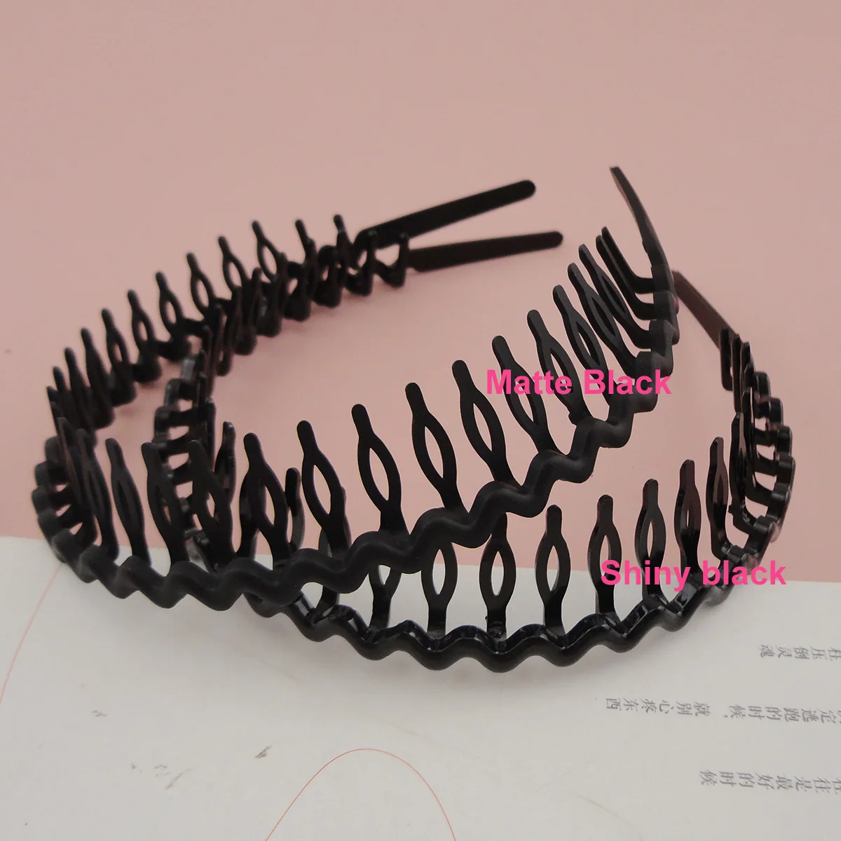 

10PCS Black Plain Waved Plastic Comb Hair Headbands 25mm higth Teeth Unisex Hairbands for Wash Face Sports Hair Hoops