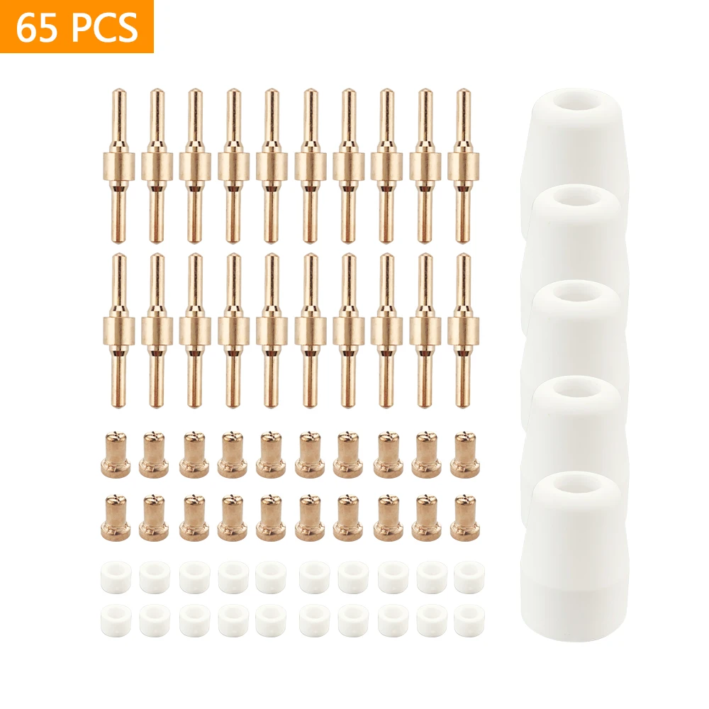 65Pcs Plasma Cutter Tip Electrodes & Nozzles Kit Consumable Accessories For PT31 CUT 30 40 50 Plasma Cutter Welding Tools