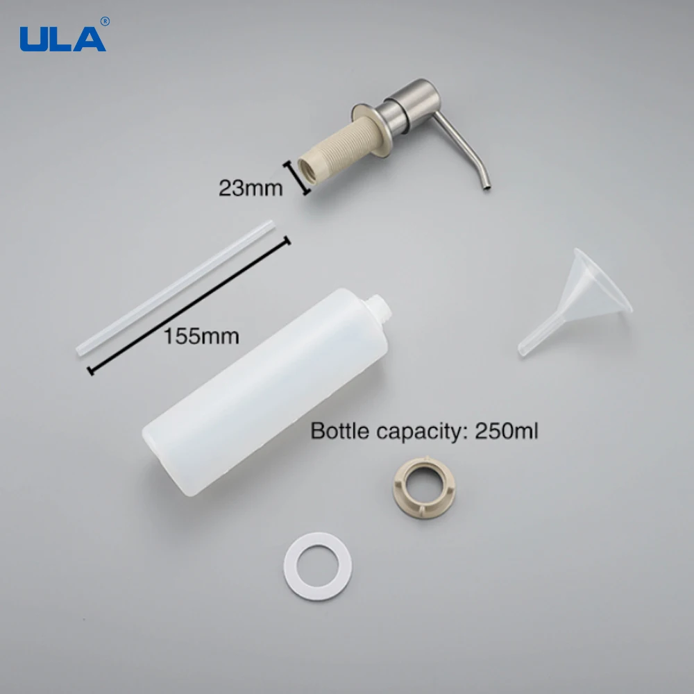 ULA 300ML Kitchen Dispenser Black Stainless Steel Sink Soap Dispenser Detergent Liquid Soap Lotion Dispensers Liquid Soap Holder