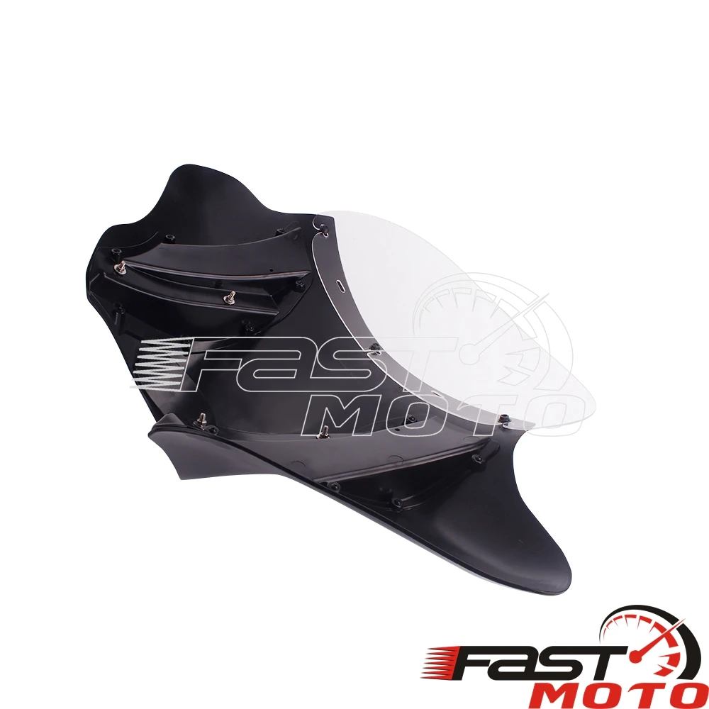 1 set Front Outer Batwing Fairing  For Harley Touring Road King Switchback Softail Breakout Clear Windshield Wind Deflectors view 3