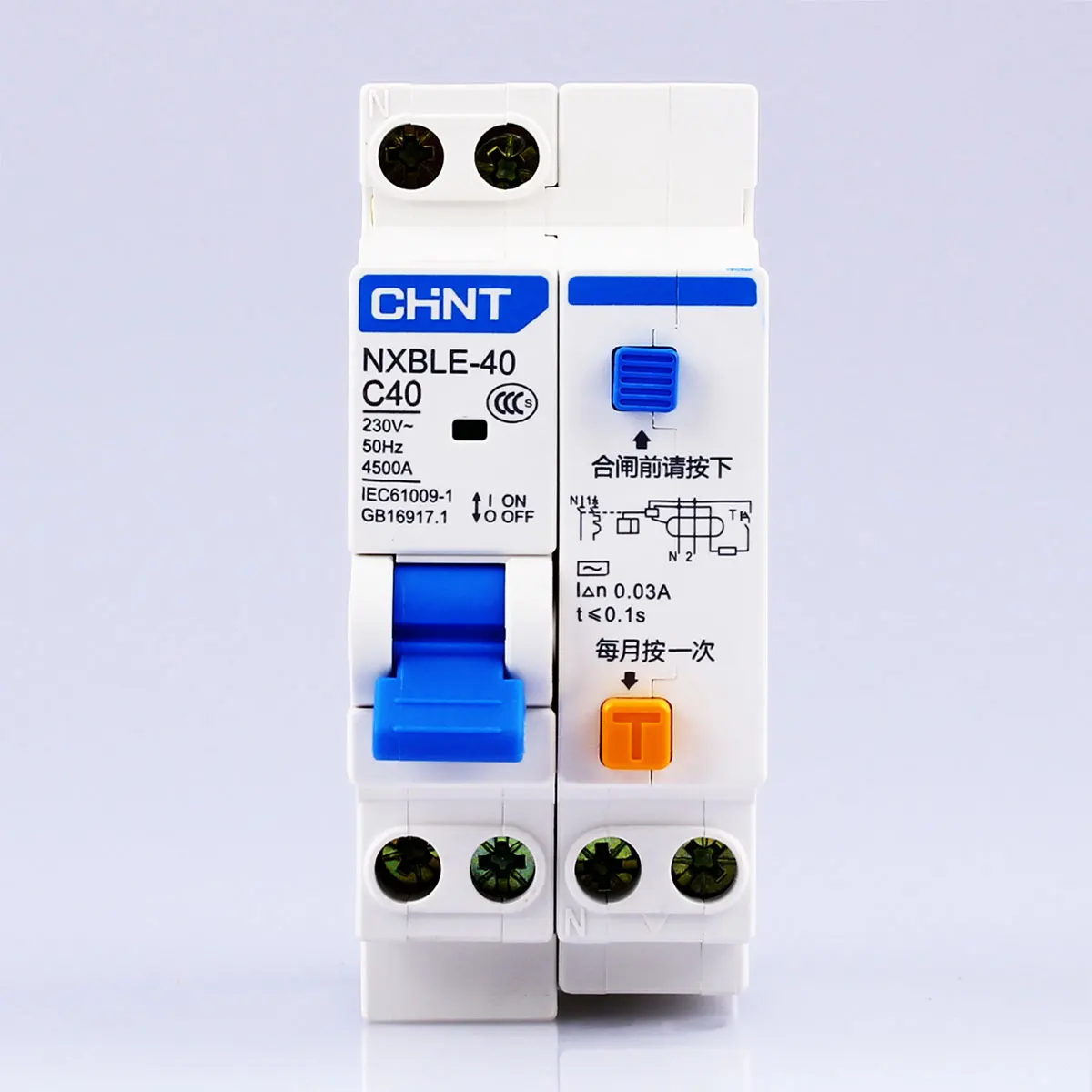 CHINT NXBLE-40 1+N DPNL RCBO 6A 10A 16A 20A 25A 32A 40A 230V 50/ Earth Leakage Circuit Breakers Leakage Protection DZ267LE