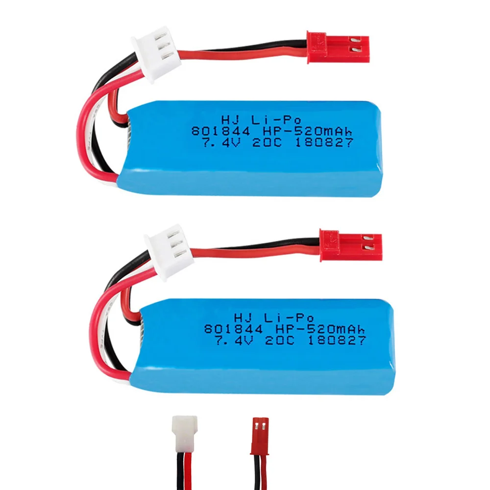 

801844 7.4V 520mAh 20c lipo battery For WLtoys K969 K979 K989 K999 P929 P939 RC Car Parts 7.4v 2S Battery for XKA600 RC Airplane