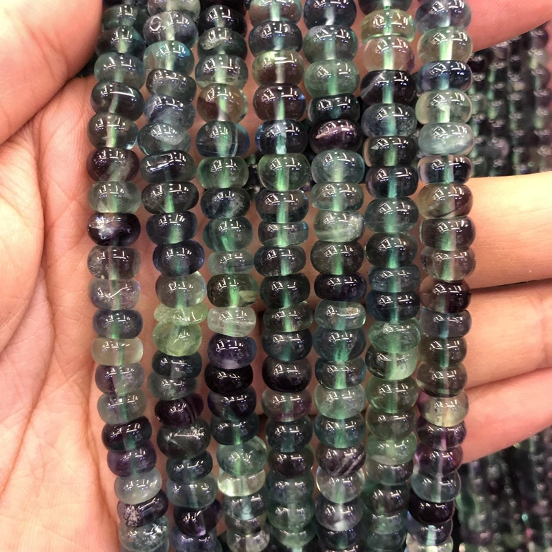 

Wholesale 2string Natural Rainbow Fluorite stone Beads Faceted 4x6mm 5x8mm Roundel Beads For jewelry DIY 15.5"/string