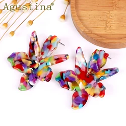 Agustina Women Acetate Flower Earrings Dangle Fashion Earrings Jewelry Girls Drop Earrings Green Punk Earring Christmas Earings