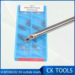 VCMT08 TN60 VCMT080204 VCMT 080204 SVJCR08 Lathe Cutter Carbide Inserts Turning Tool Holder 10pcs Blade