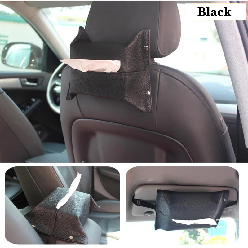 

2021 NEW 1PC Car Tissue Box Towel Organizer PU Leather Visor Type Tissue Holder Auto Interior Storage Decoration For Car Goods