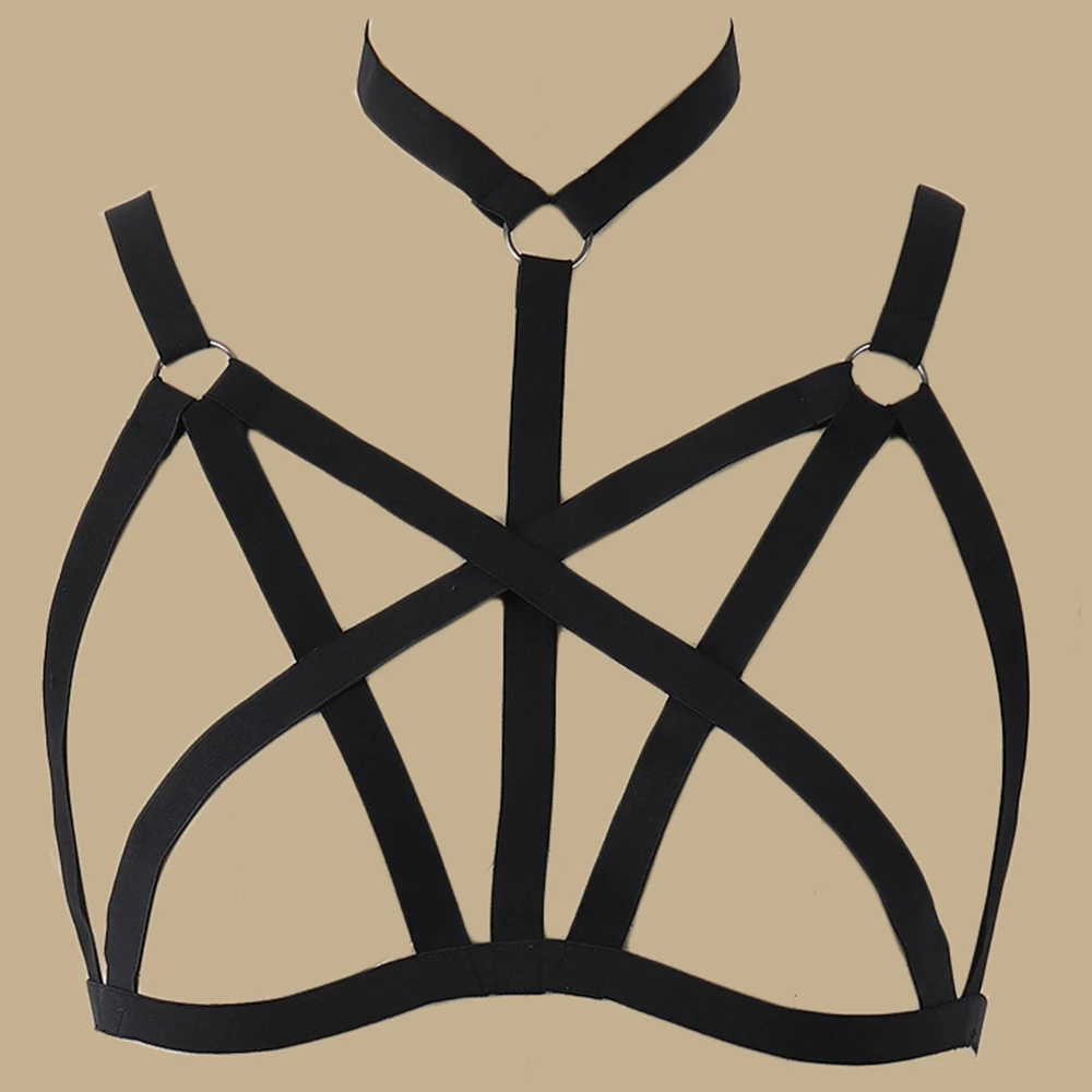 

Gothic Harness Sexy Open Chest Cage Bra Edgy Festival Body Harness Punk Lingerie Rave Bondage Body Belt Crop Top Harness Bra