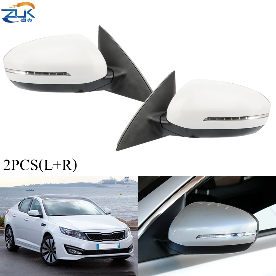 

ZUK 2PCS Exterior Car Side Mirror Assy For KIA K5 Optima 2011-2015 Outside Rearview Mirror Assy Unpainted Turn Signal Folding