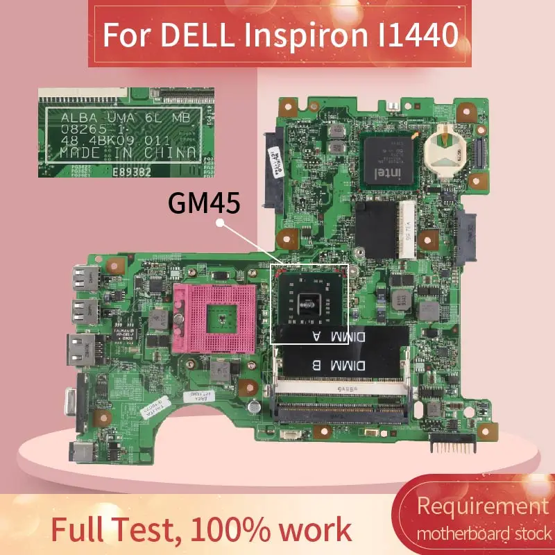 

CN-0K137P 0K137P Laptop motherboard For DELL Inspiron I1440 Notebook Mainboard 08265-1 GM45 DDR2