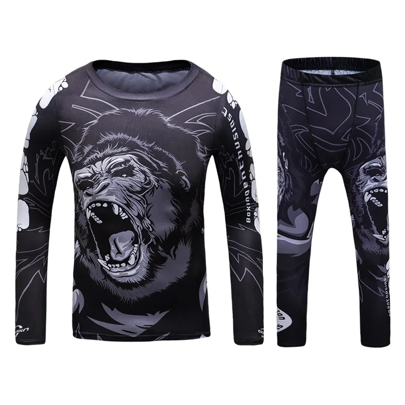 Rashguard Jiu jitsu Kimono MMA Kid\'s T-shirt+Pant Sets Kid Rash Guard Children Muay Thai MMA Shorts Kickboxing Boys Gym Clothing