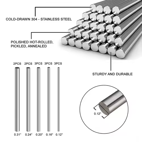 1/5Pc Stainles Steel Solid Round Rod Lathe Bar Stock Assorted for DIY Craft Tool Diameter 2mm 2.5mm 3mm 4mm 5mm 6mm 8mm 10mm14mm - Image 2