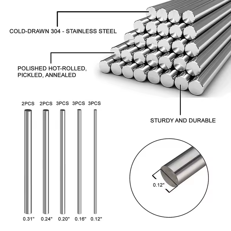 1/5Pc Stainles Steel Solid Round Rod Lathe Bar Stock Assorted for DIY Craft Tool Diameter 2mm 2.5mm 3mm 4mm 5mm 6mm 8mm 10mm14mm - Image 2