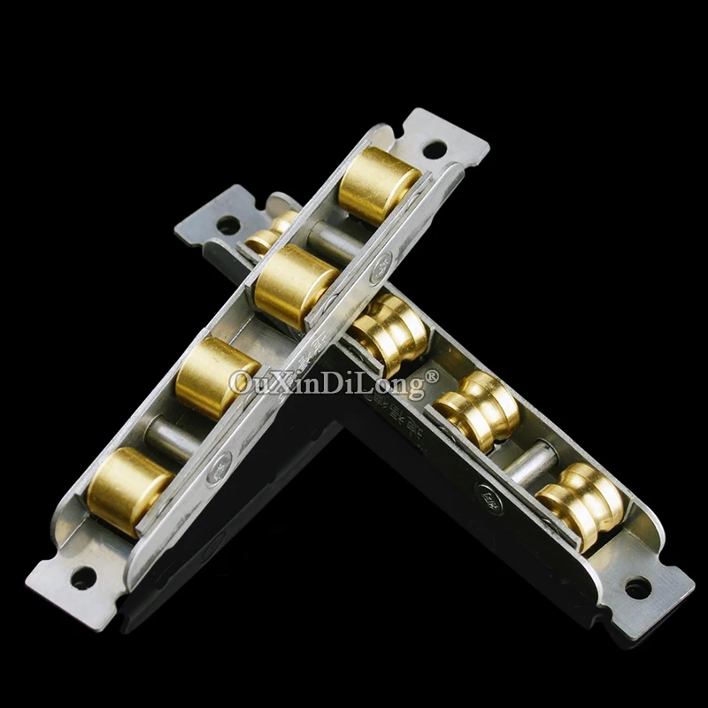 Brand New 8PCS Plastic Steel Door and Window Rollers Stainless Steel Axle Sash Slot Adjustable 4 Copper Wheels Pulleys Runners