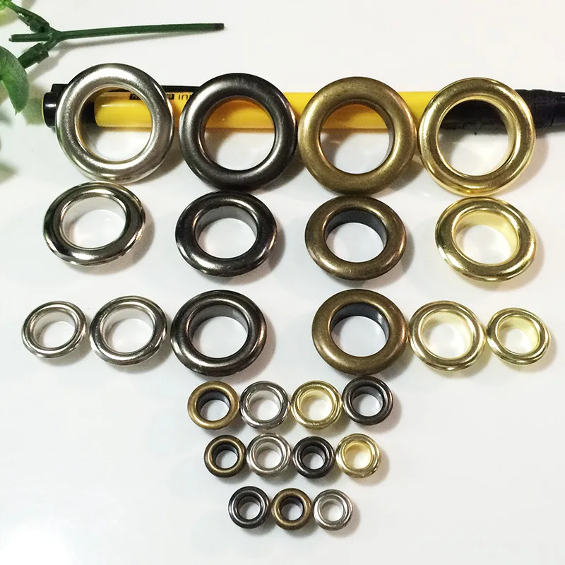 Wholesale 100 Sets 1.5mm-8mm Inner Size Plating Eyelets Rivets Metal Buttonholes Buckle Clothing Buttons Accessories