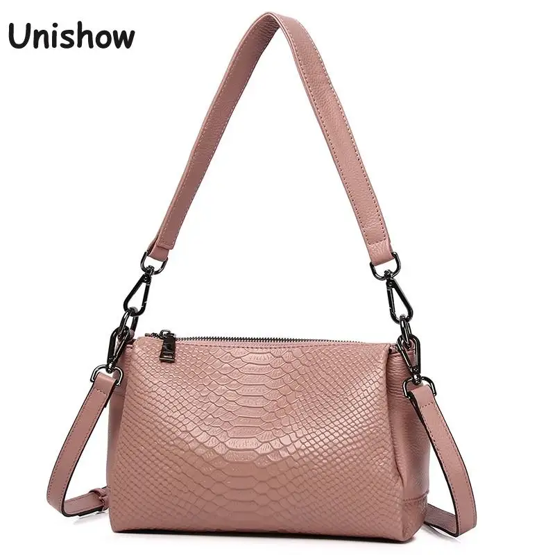 Serpentine Pattern Genuine Leather Women Bag 100% Real Leather Women Shoulder Bag Small Lady Handbag Female Totes Purse