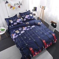 3/4pcs AB Double side  Bedding Set Adult Kids Duvet Cover Pillowcase Flat Bed Sheet Girl Boy Bedclothes Cartoon bedding Set