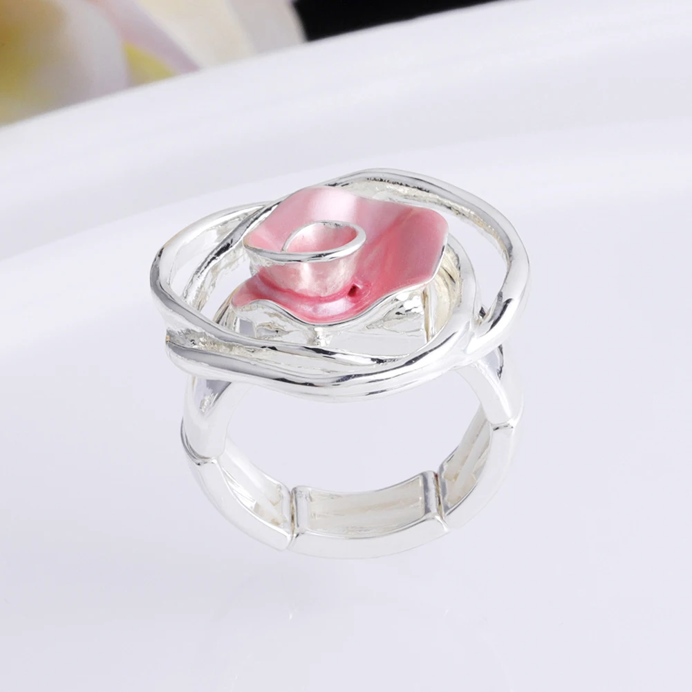 MeiceM Classic Rose Flower Shape Rings for Women Enamel Steel Anillo 2021 New Fashion Color Jewelry Women\'s Gift Wholesale Party