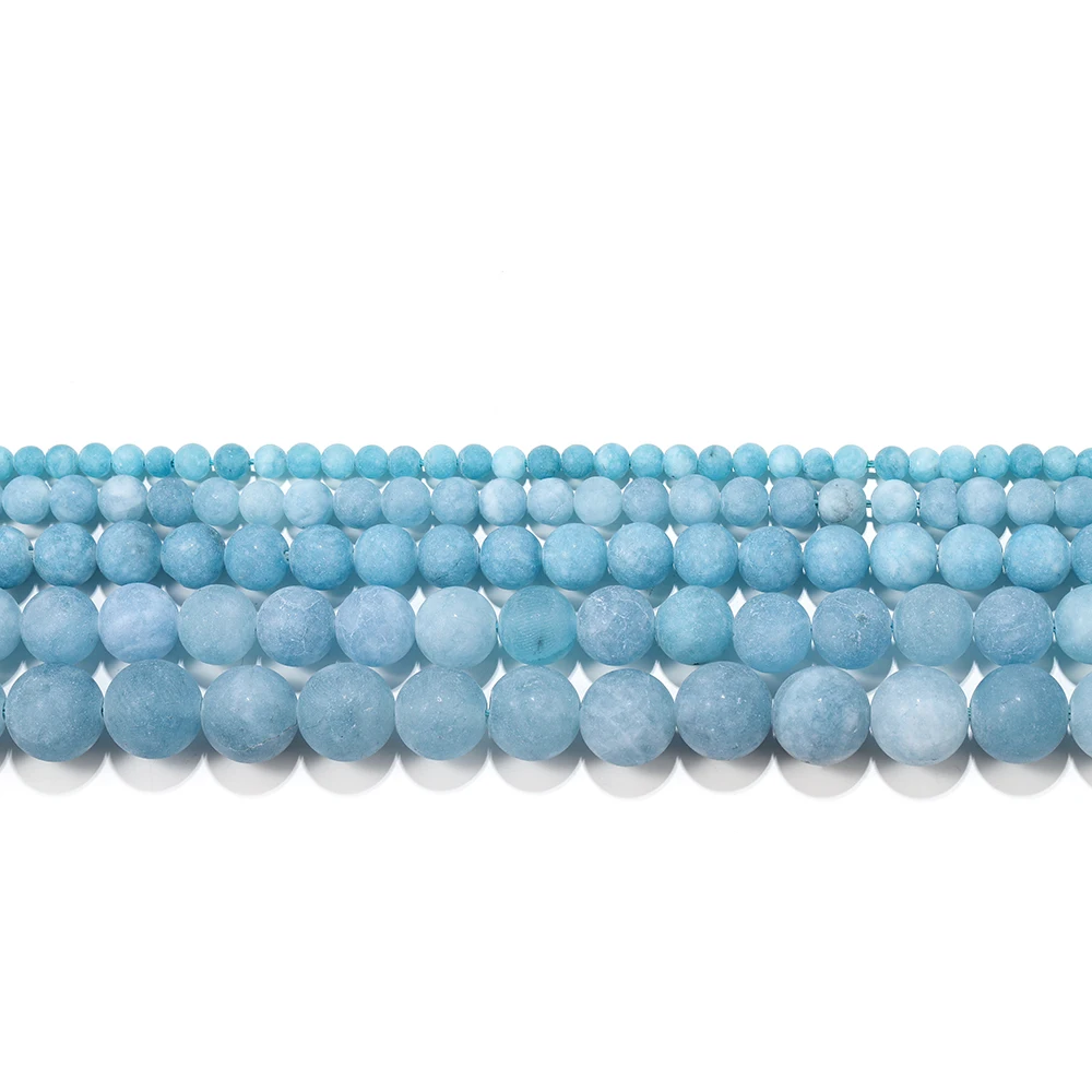 1strand/lot 4/6/8/10mm Matte Blue Chalcedony Stone Aquamarin Round Loose Spacer Beads For Bracelet Jewelry Makings Supplies image 3