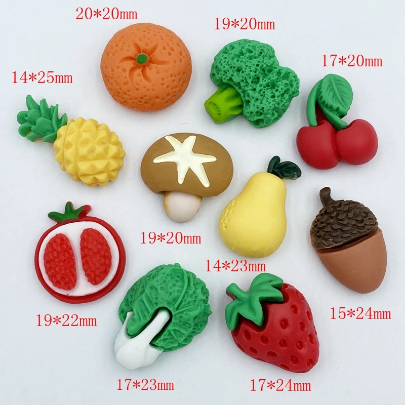 10pcs new resin Mixed fruits and vegetables flat back Cabochon Charm DIY Phone/Craft Decoration Accessories D15