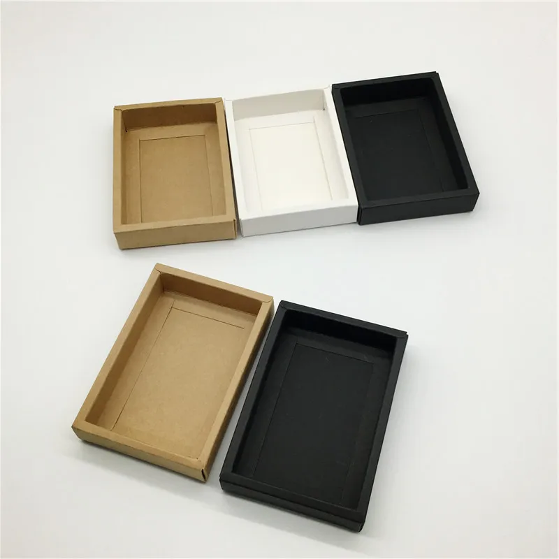 Uncovered Kraft Paper Box 10Pcs Jewelry Accessories Packaging Paper Box Handmade Soap Gift Boxes