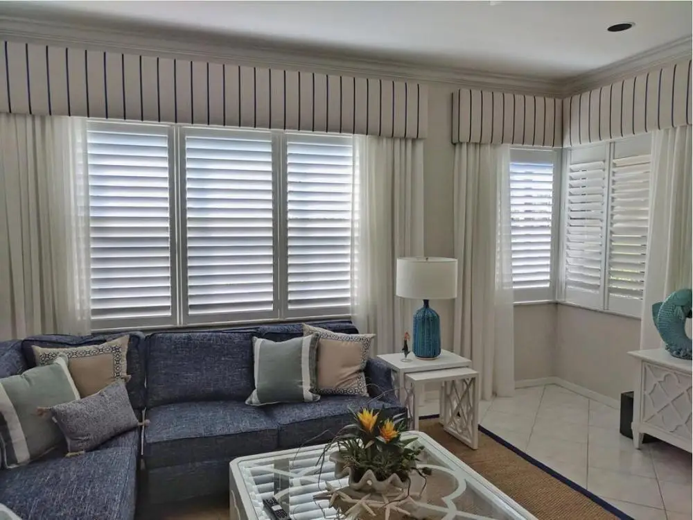 

Custom Basswood Plantation Shutters Wooden Blinds Solid Wood Shutter Louvers PS283