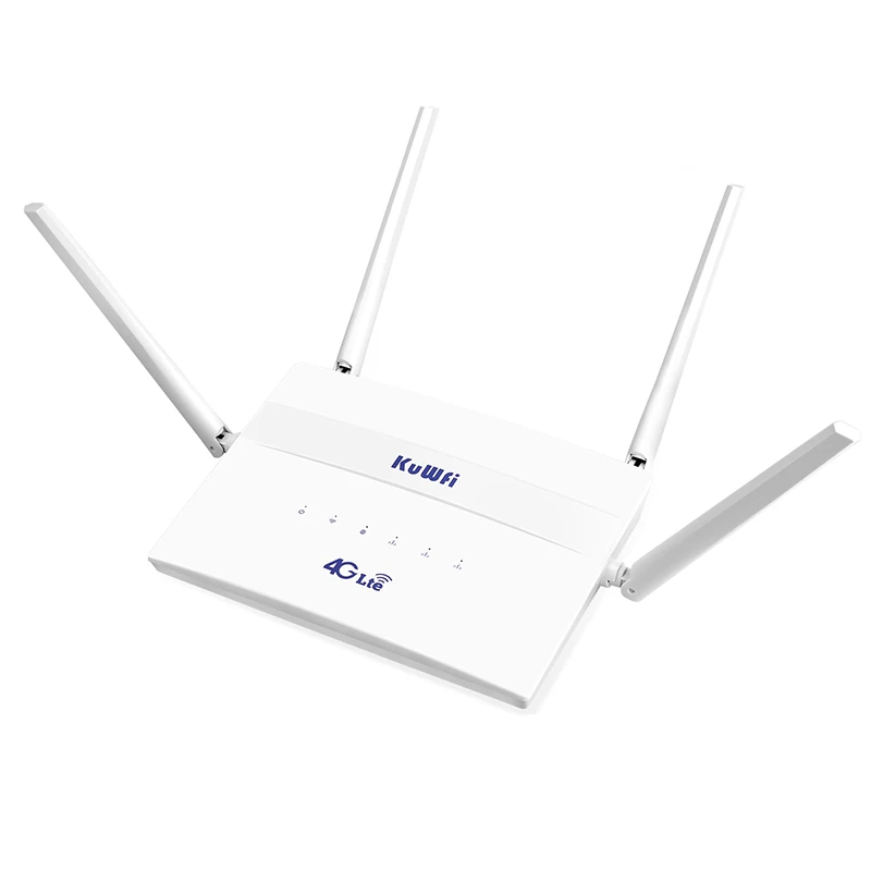 KuWFi 4G LTE Wifi Router 300Mbps Wireless Router With SIM Card Slot Four External Antennas Wifi Repeater Support 32 WiFi Users