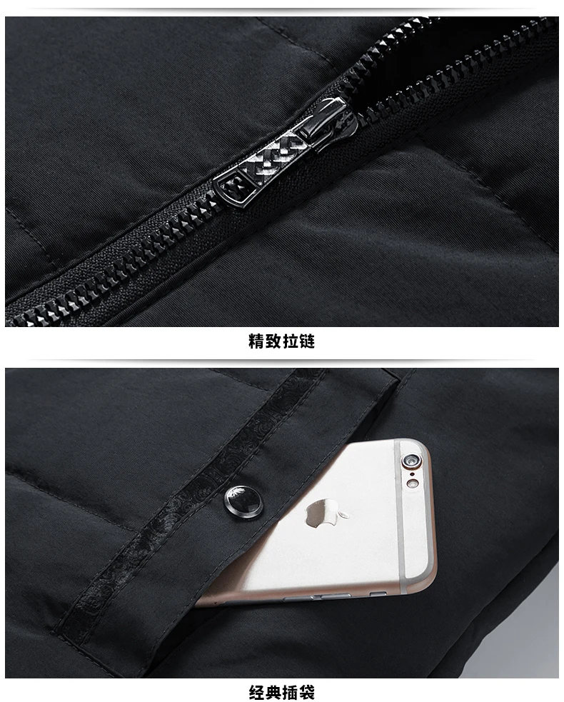Men's Plush Thickened Parkas Stand Collar Winter Jacket Men's Parker Coat Winter Warm Thick Zipper Coat Padded Overcoat for Men