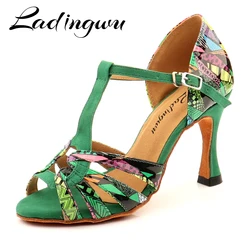 Ladingwu Heißer Marke Latin Dance Schuhe Salsa Frauen Mädchen Komfortable Tanz Schuhe Sandalen Bunte Geometrische Druck Muster Schuhe