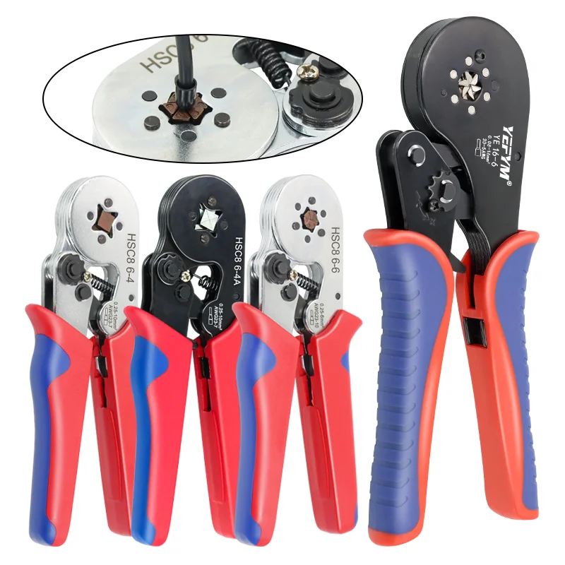 Tubular Terminal Crimping Pliers HSC8 6-4/6-4A/6-6 wire mini Ferrule crimper tools YEFYM Household electrical kit