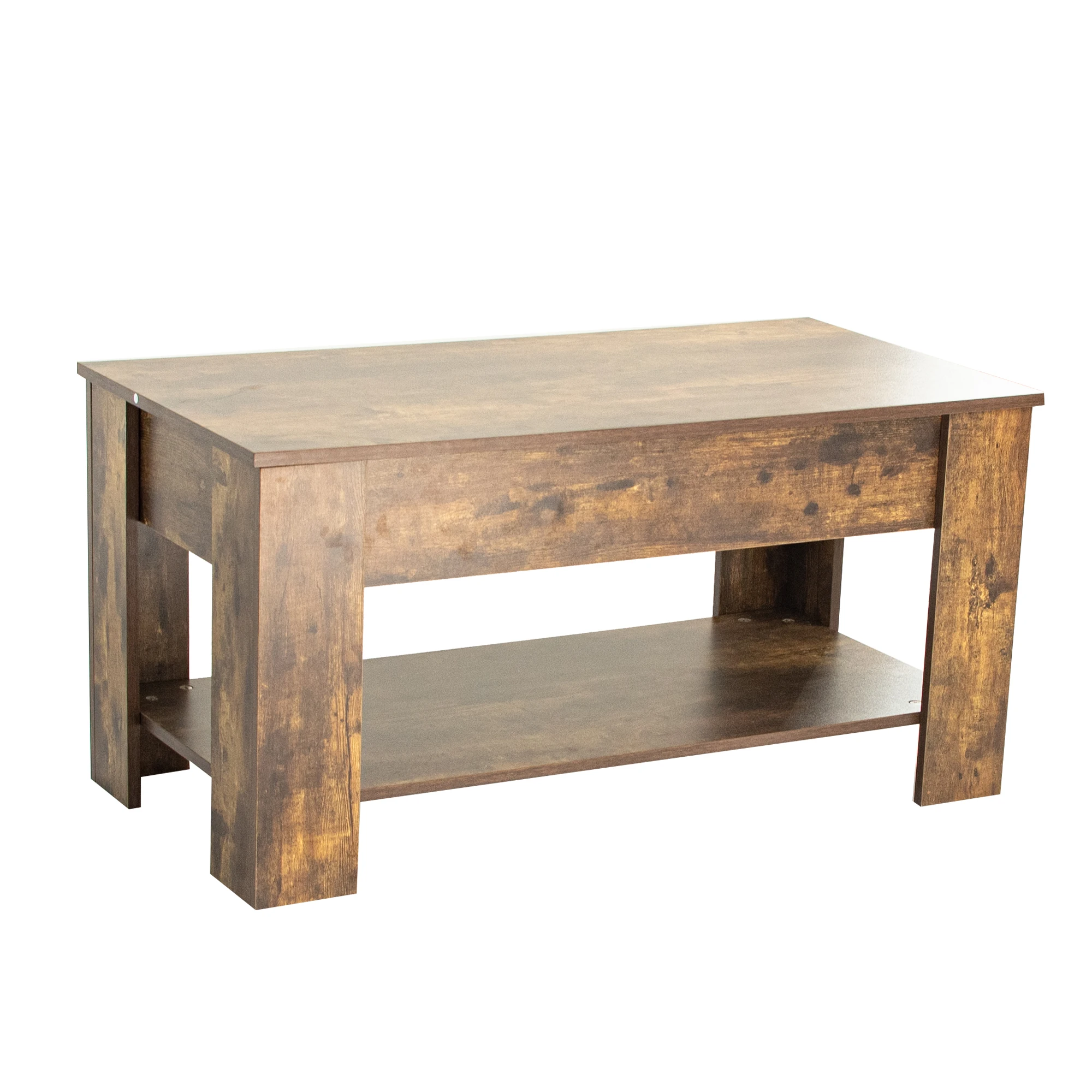 Coffee Table 38.6x19.7x16.5In Rising Tabletop Tea Table w/Hidden Compartment&Storage Shelf for Living/Reception Room[US-W]