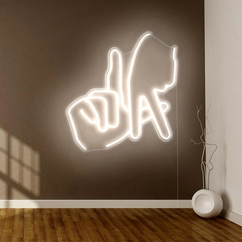 Custom Logo Personality Finger Led Flex Transparent Acrylic Plexiglass Neon Sign Light Letter Board Party Background Decoration