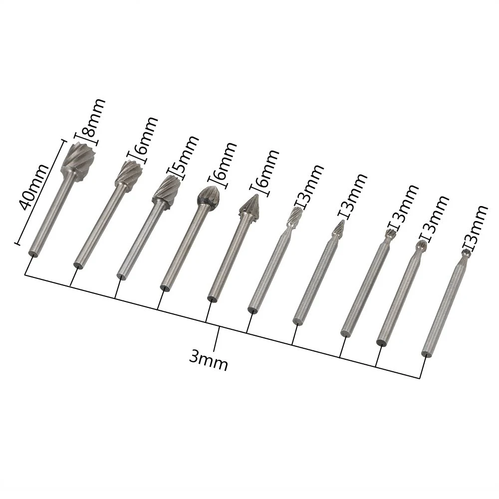 DIYWORK High Speed Steel Hand Tools Set 1/8" Shank Woodworking Carving Tool Drill Bit 10pc/Set