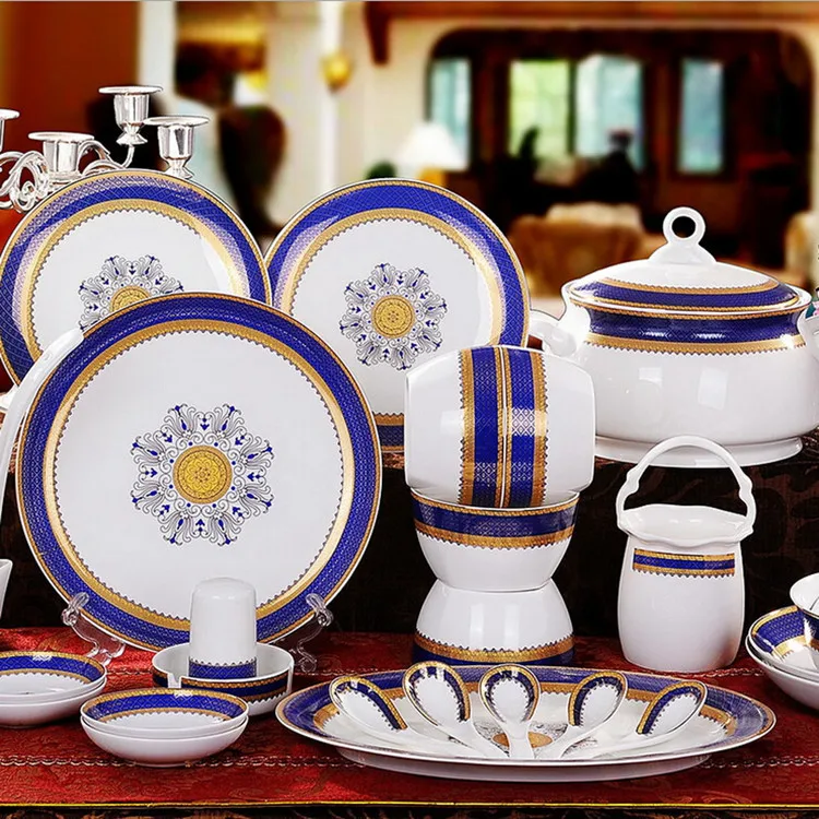 

Guci Jingdezhen Ceramic tableware 56 pieces bone china tableware factory direct selling auspicious set tableware