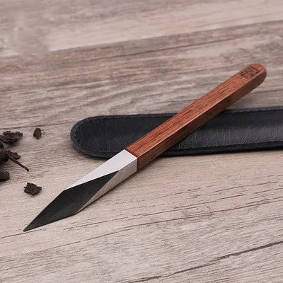 Stainless Steel Damascus Tea Knife, PU-erh Tea by Hand, Wooden Handle, Pry Tea cone Parts, Chinese Style Gift